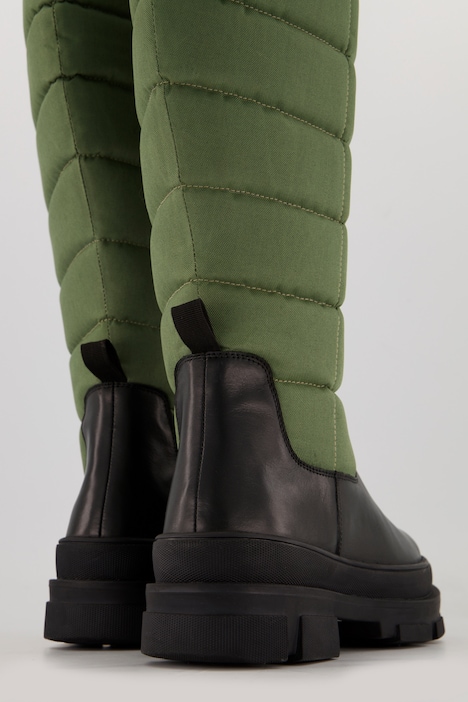 Lederstiefel, XL-Steppschaft, Fleecefutter, Weite H