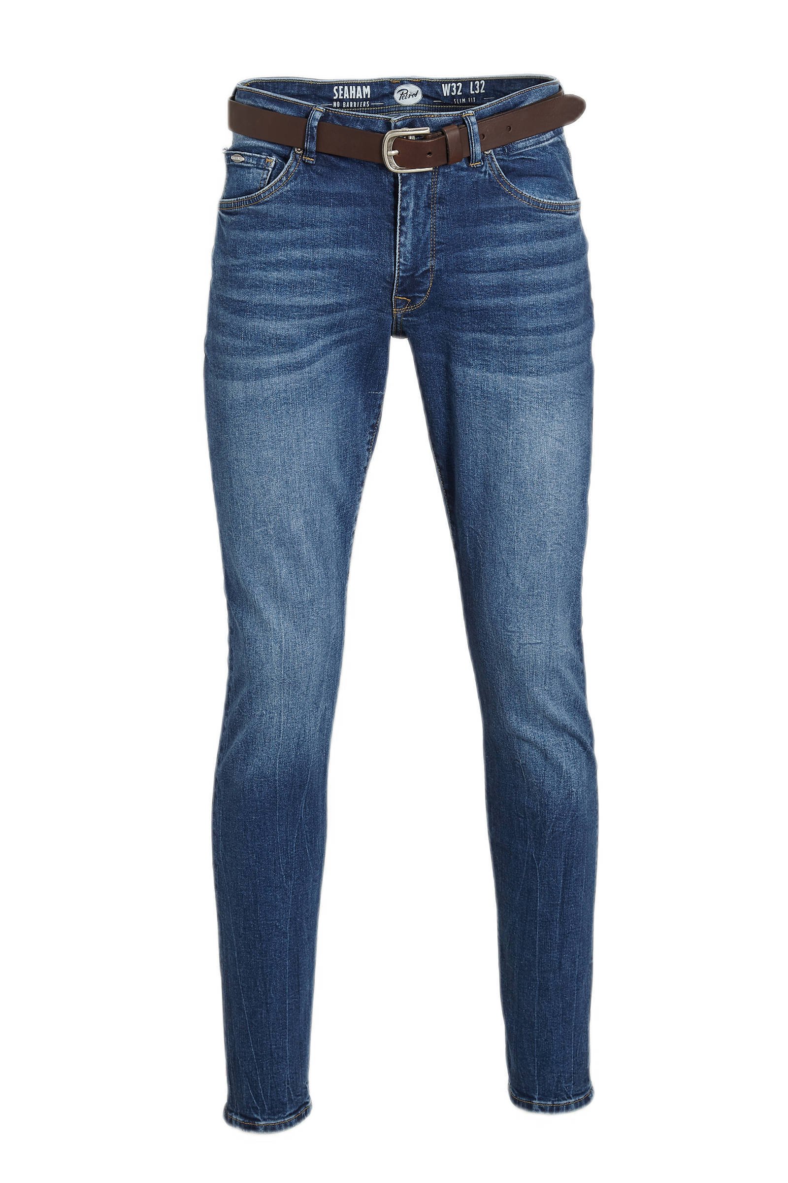 Petrol Industries slim fit jeans Seaham met riem medium vintage