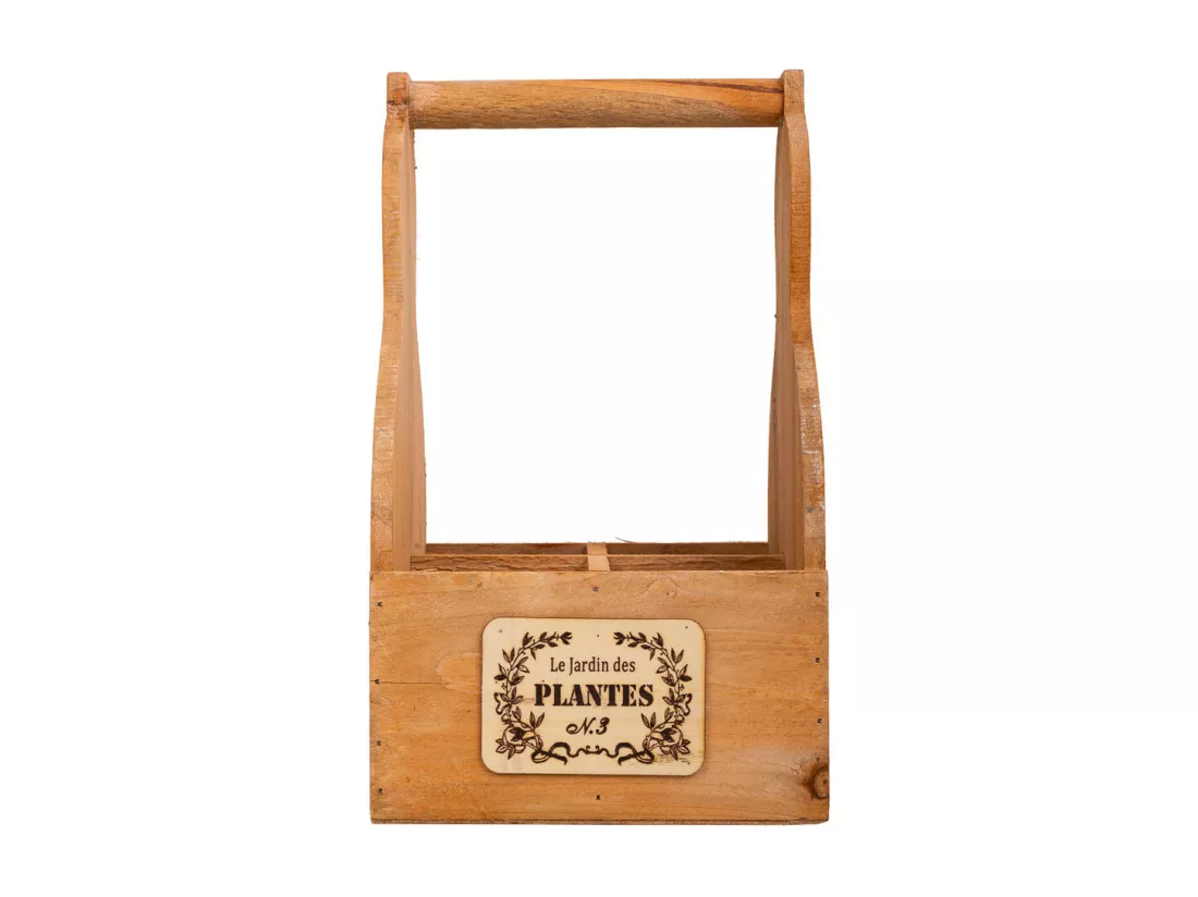 Panier porte-fleurs en bois marron 18x18x10/30h