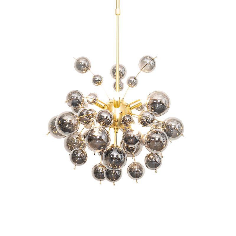 Design hanglamp messing met glas smoke 8-lichts - Explode