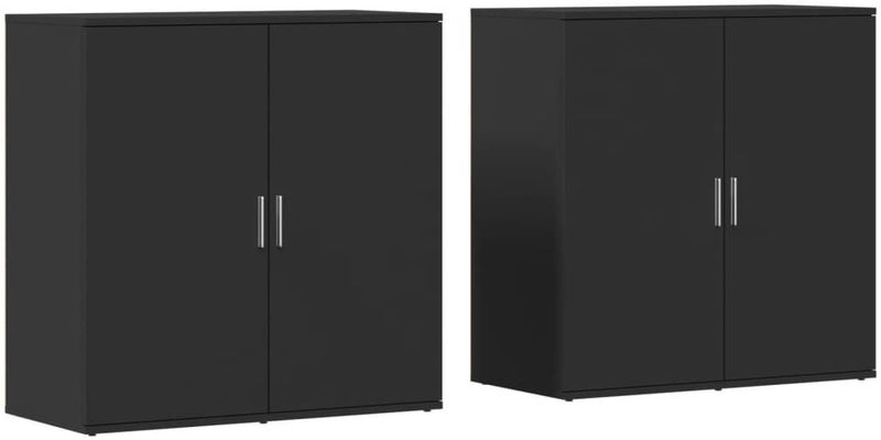 vidaXL - Dressoir - Zwart - Bewerkt Hout - Set van 2