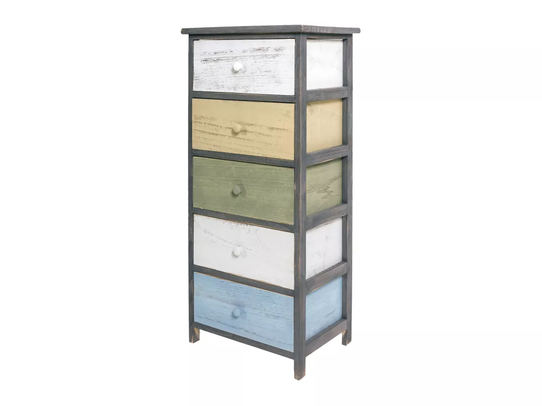 Chiffonier Chevet 5 Tiroirs Gris Deco Urban 81x40x29