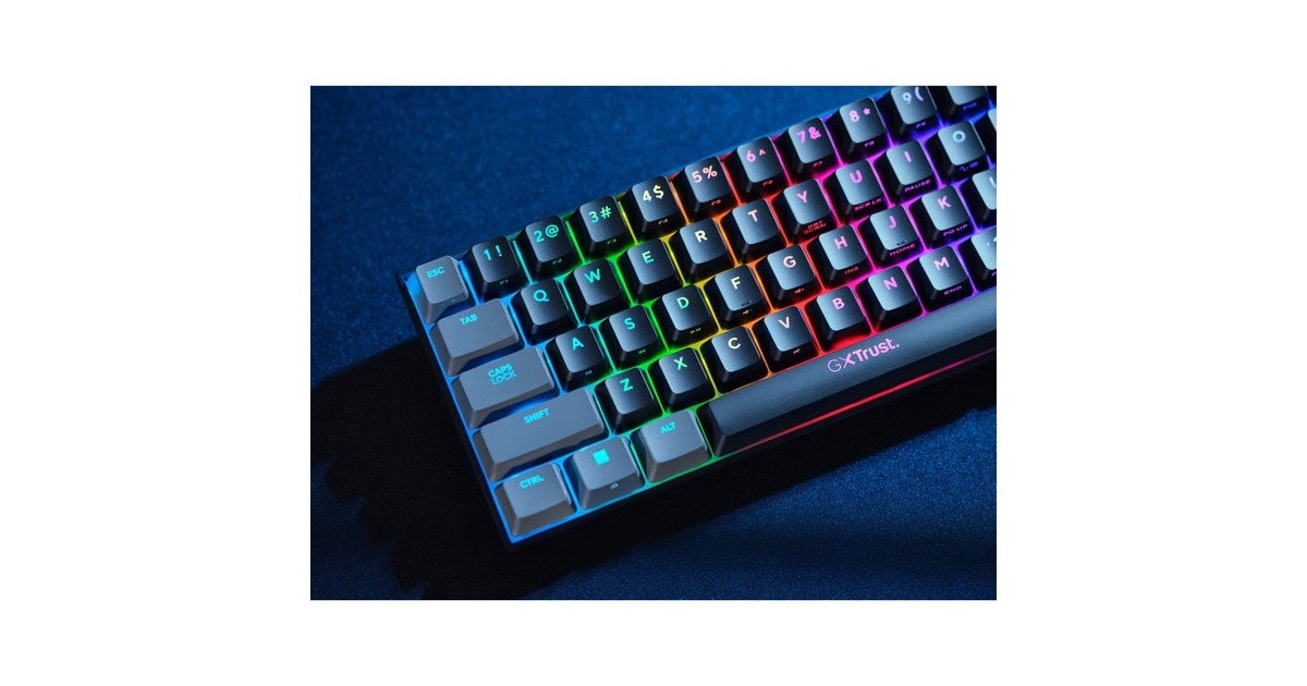 TrustGXT 867 Acira 60% mini mechanisch gaming-toetsenbord, gaming toetsenbord  (Zwart, US lay-out, Outemu Red, 60%, RGB)