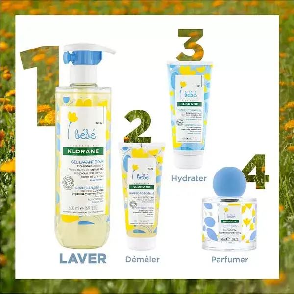 Gel de Limpeza Suave para Bebê Klorane com Calêndula 500ml