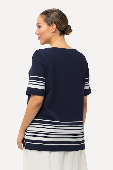 T-Shirt, Streifen, A-Linie, Carree-Ausschnitt, Halbarm