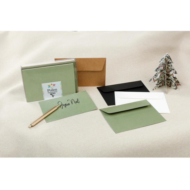Coffret Pollen de 20 enveloppes C6 (114x162mm) + 20 cartes simples 110x155mm - Noël cosy - Multicolore