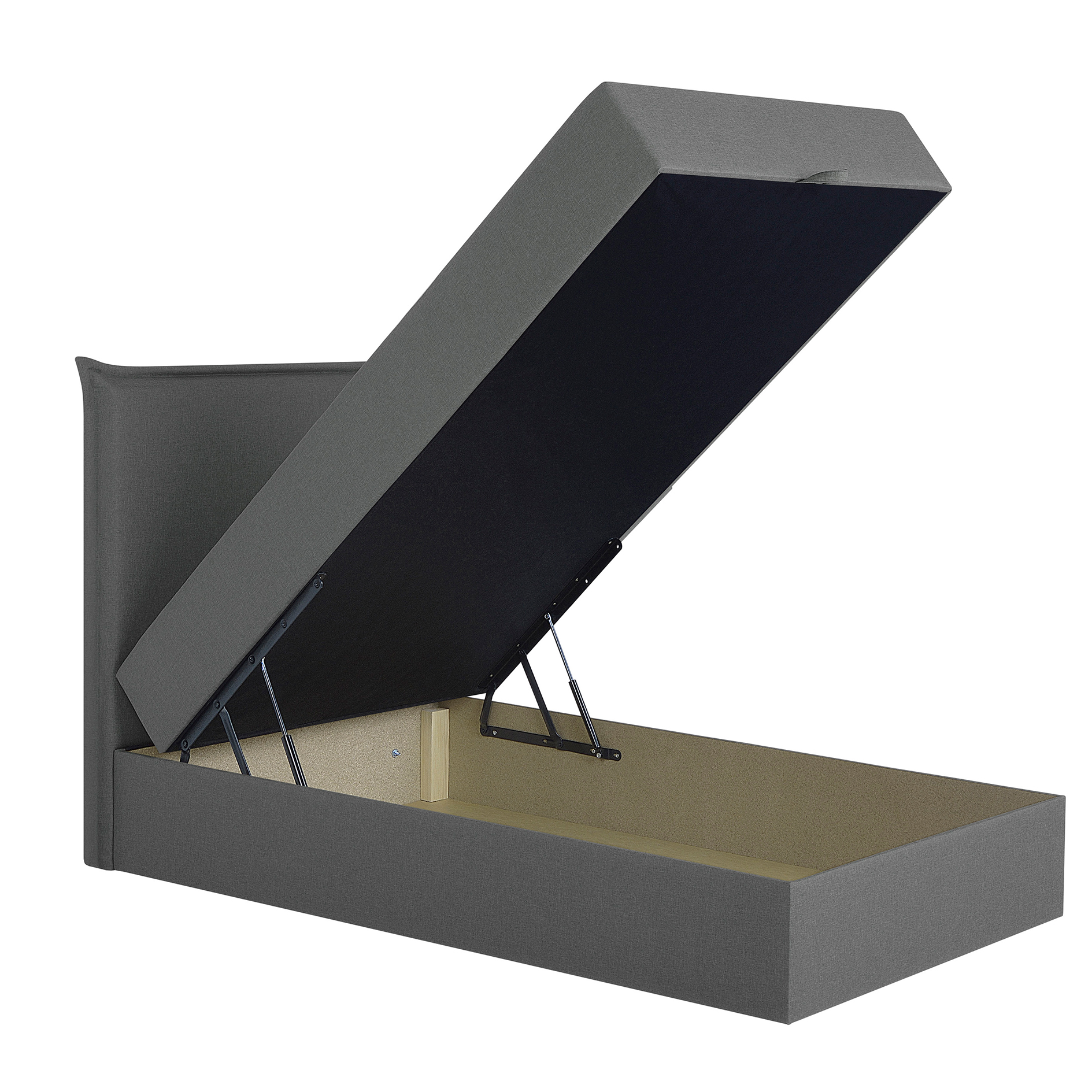 Boxspringbett - silber - mit Bettkasten - H3 - 100x200 cm