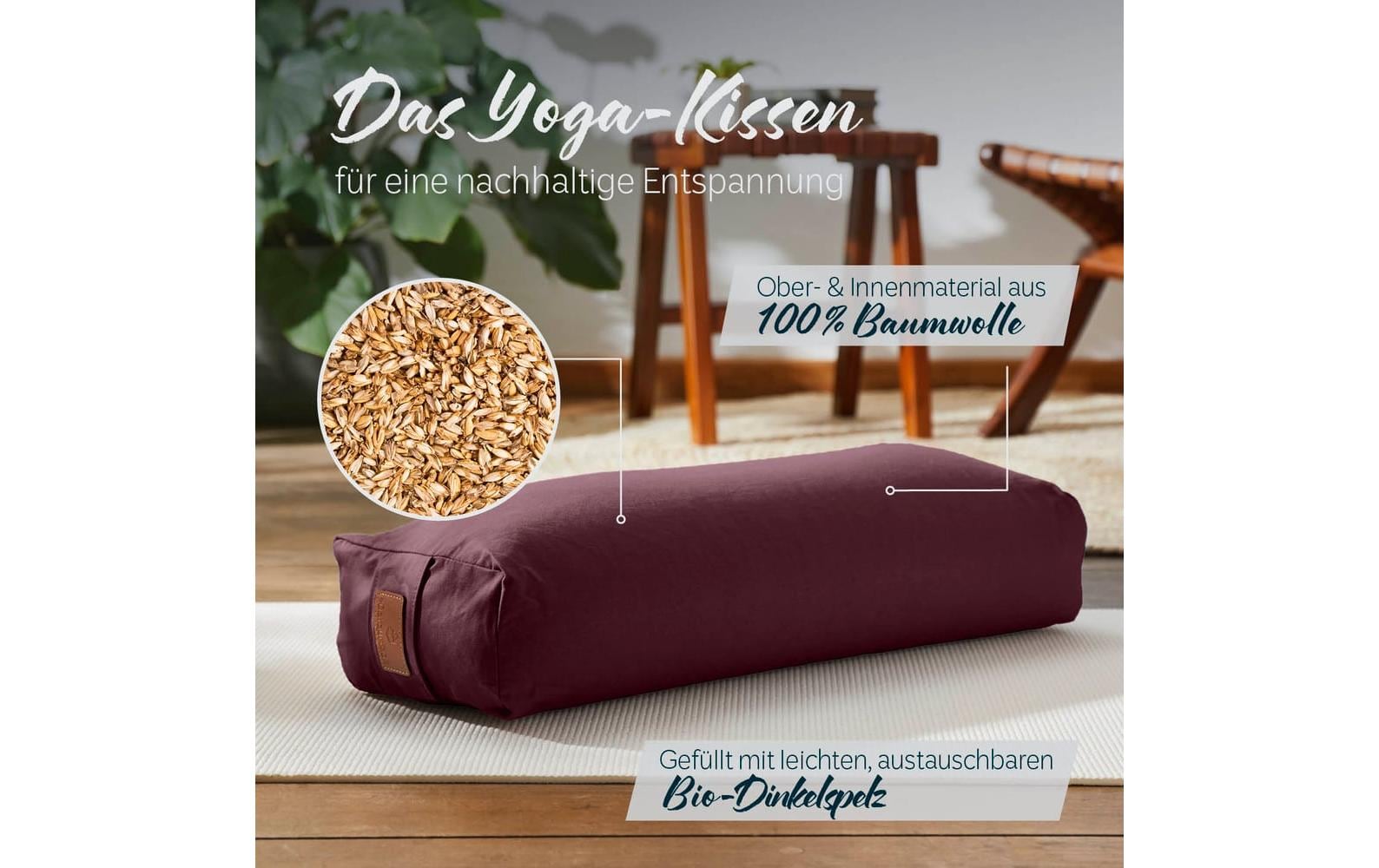 Yoga-Bolster Paravati Bio-Dinkelspelz, DunkelrotYoga-Zubehör