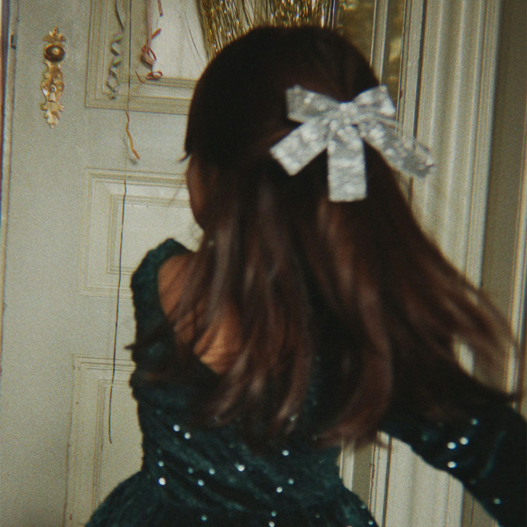 konges sløjd haarclip glitter velvet double bow - silver
