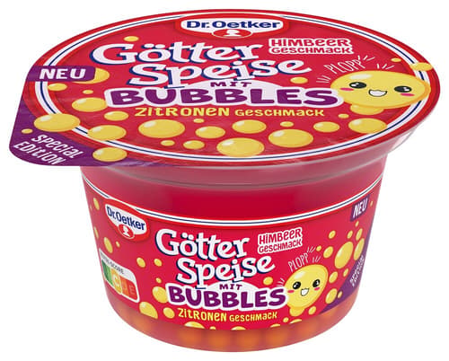 Dr. Oetker Götterspeise Himbeer Geschmack mit Bubbles
