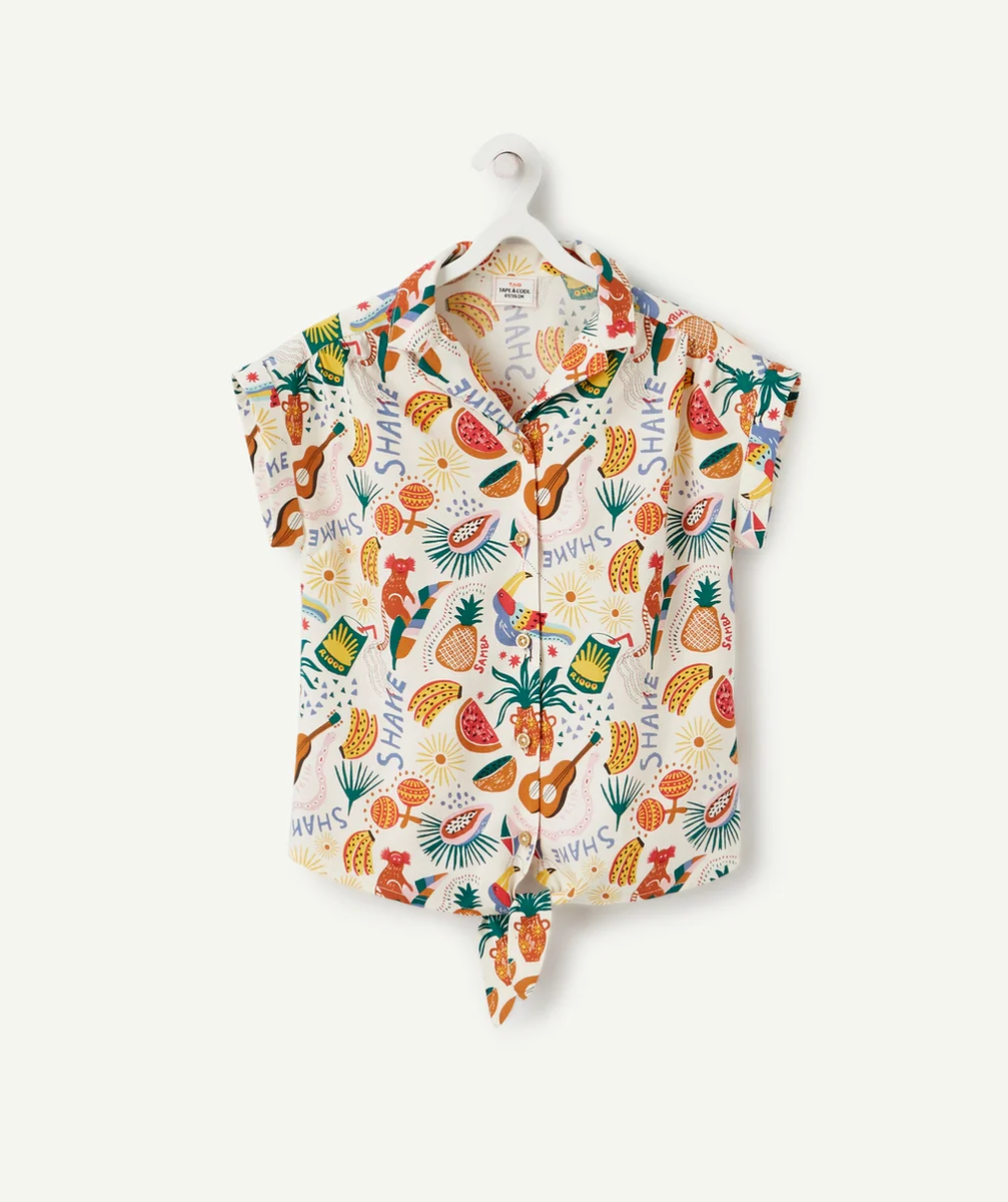 CHEMISE BLANCHE FILLE THÈME BRÉSILIEN EN VISCOSE RESPONSABLE
