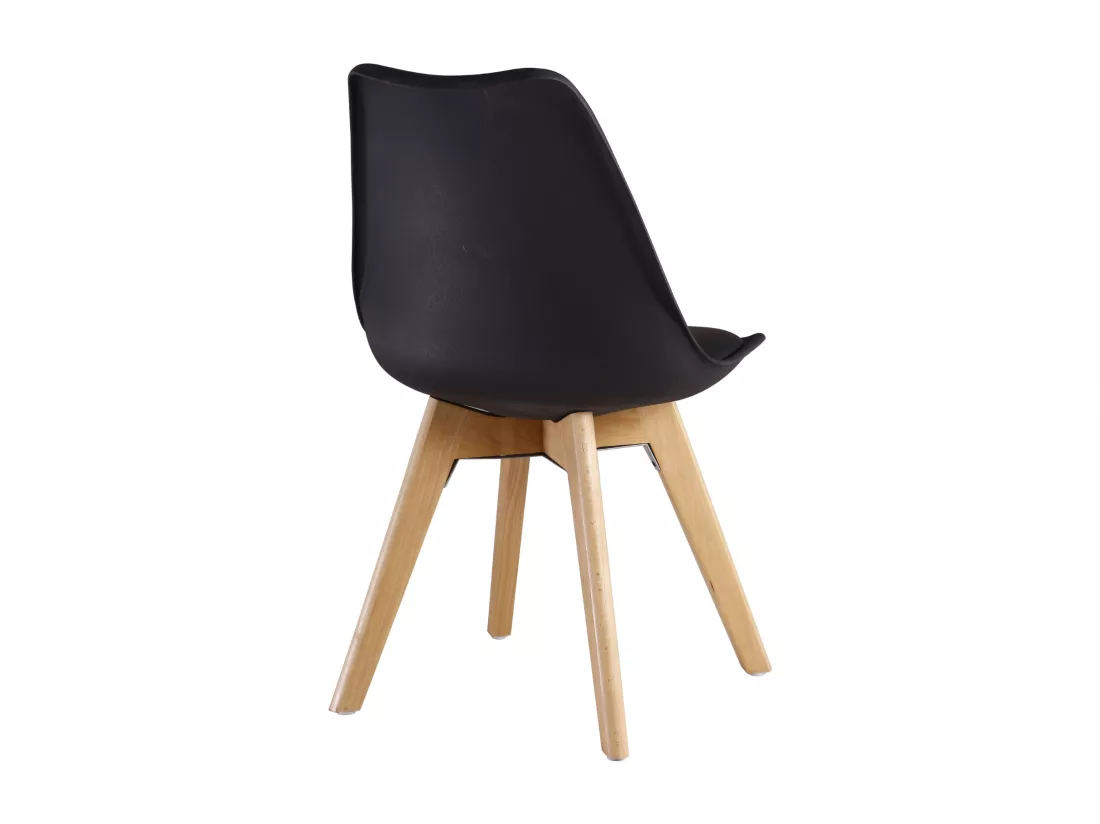 Ensemble de 6 chaises de salle à manger Lorenzo avec siège en similicuir élégant et pieds en bois massif - Parfait pour la salle à manger, le salon - Noir