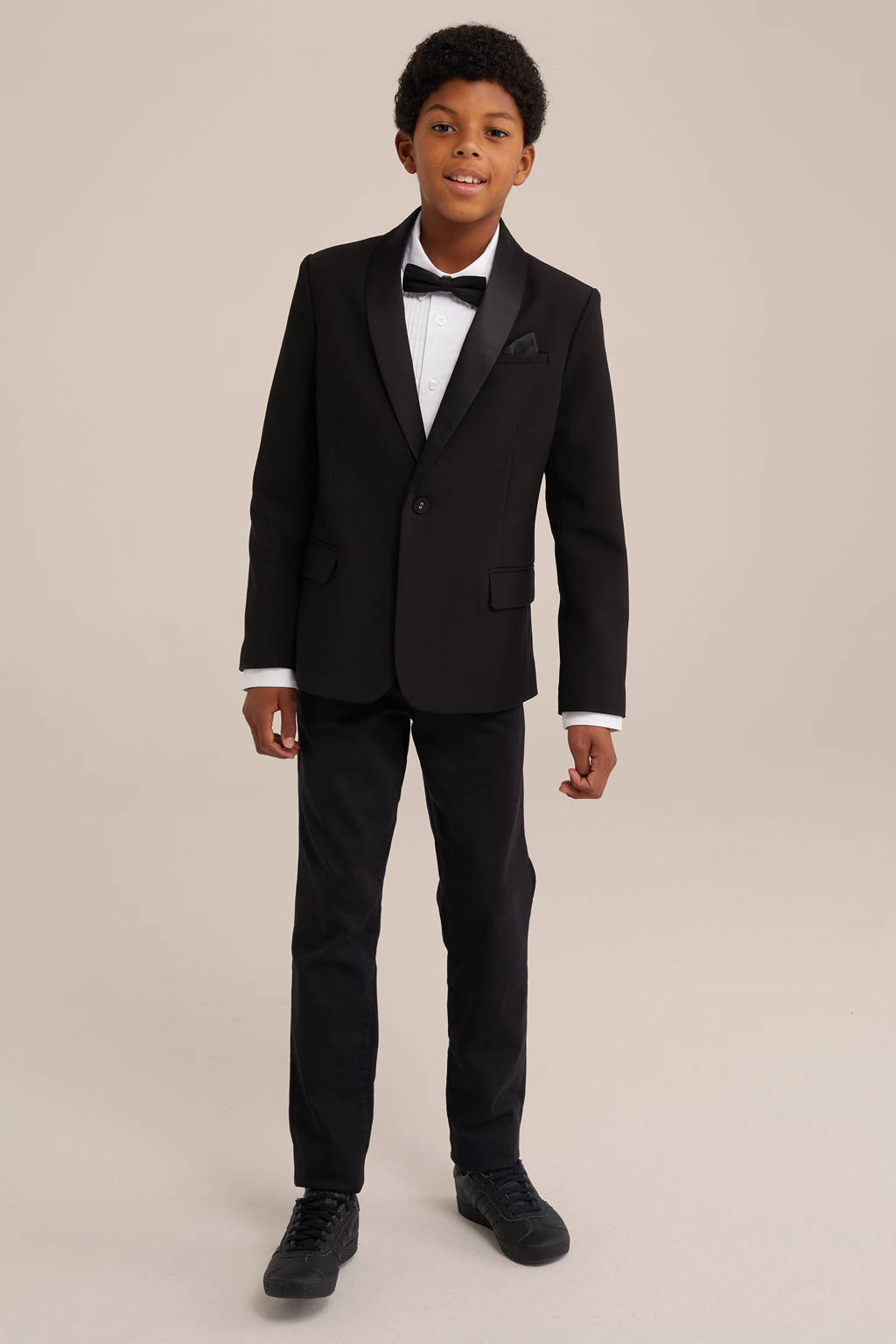 WE Fashion overhemd met vlinderstrik - wit/zwart