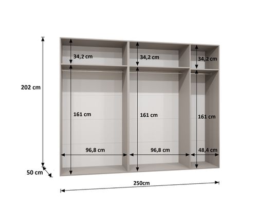 ABIKS MEUBLES - Armoire marbella 3 202/250/52 5 portes (blanc/noir)