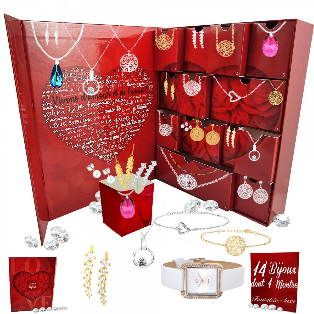 Calendrier de l'avent SC Crystal - 13 bijoux et 1 montre