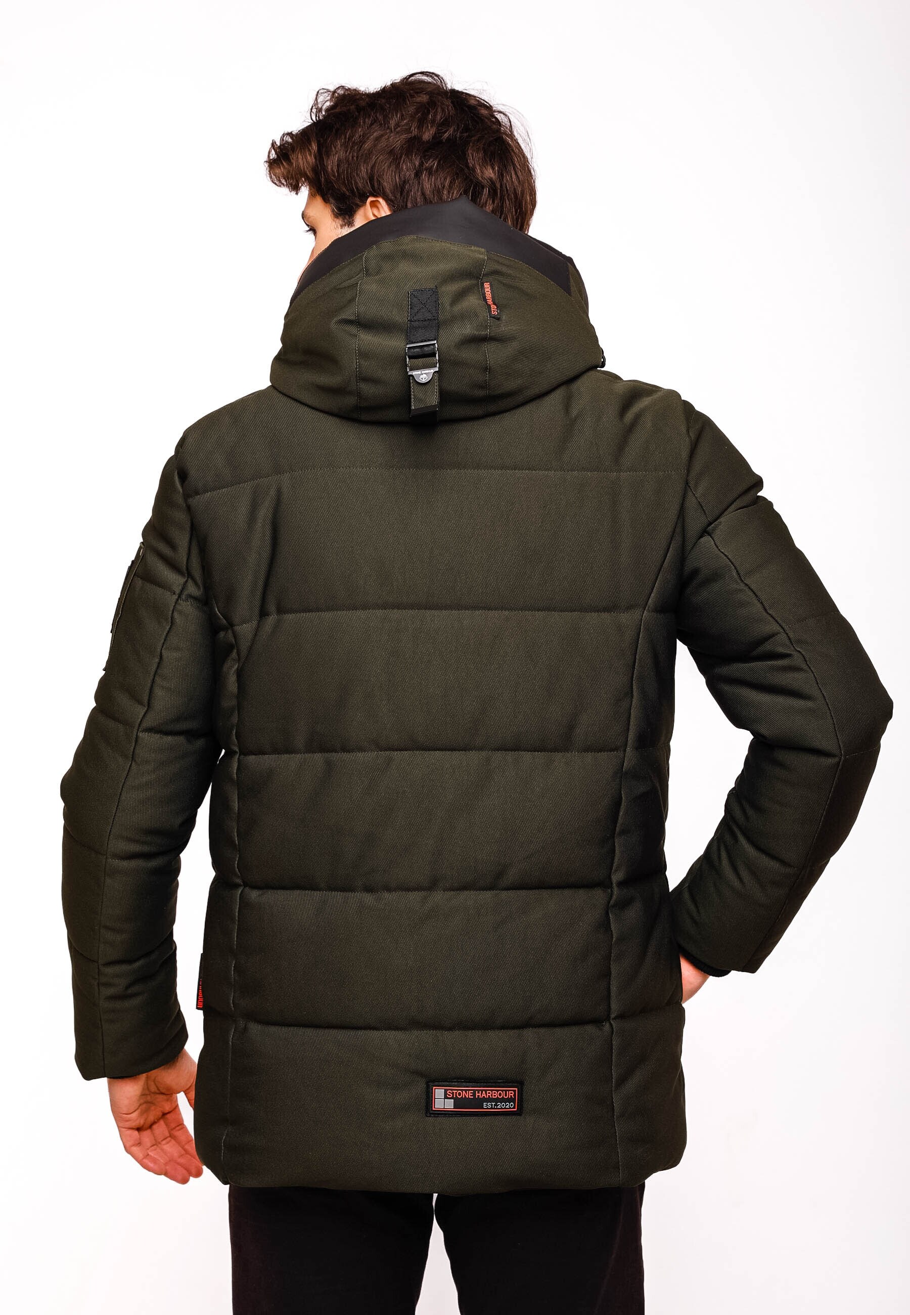 STONE HARBOUR Herren Winterjacke Warm Gefütterter Wintermantel mit Doppelter Kapuze Mitjaa