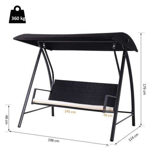 Cadeira de balanço Outsunny para jardim, na cor rattan.