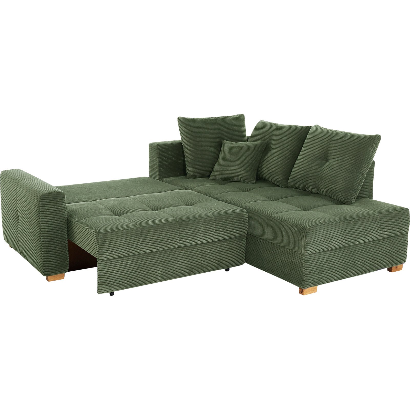 Ecksofa Leon Stoff Cord grün