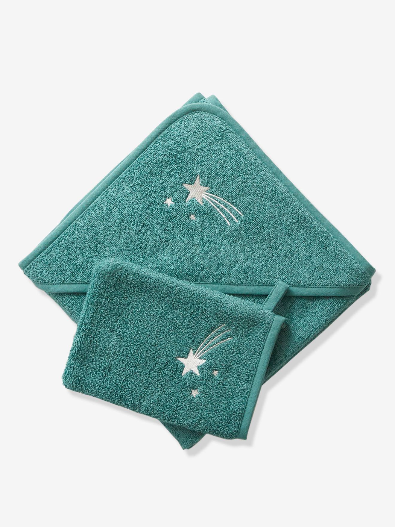 Capa de banho + luva de banho personalizáveis, verde médio liso