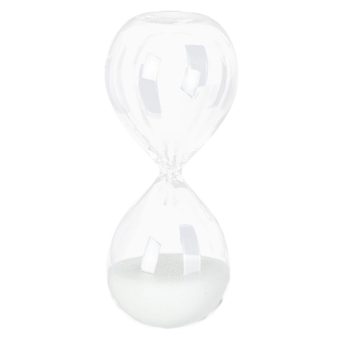 Standdeko - Sanduhr - aus Glas - ca. 5 x 5 x 12,5 cm - weiß
