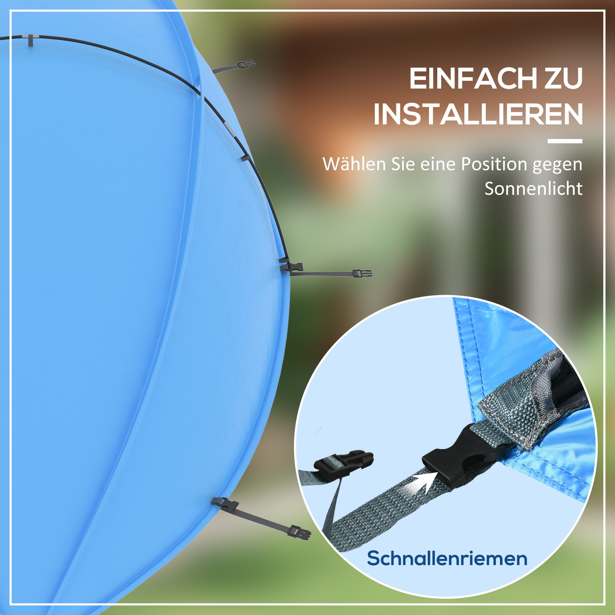 Outsunny Pool Sonnenschutzdach mit einer Tragetasche blau 300L x 150B x 120H cm