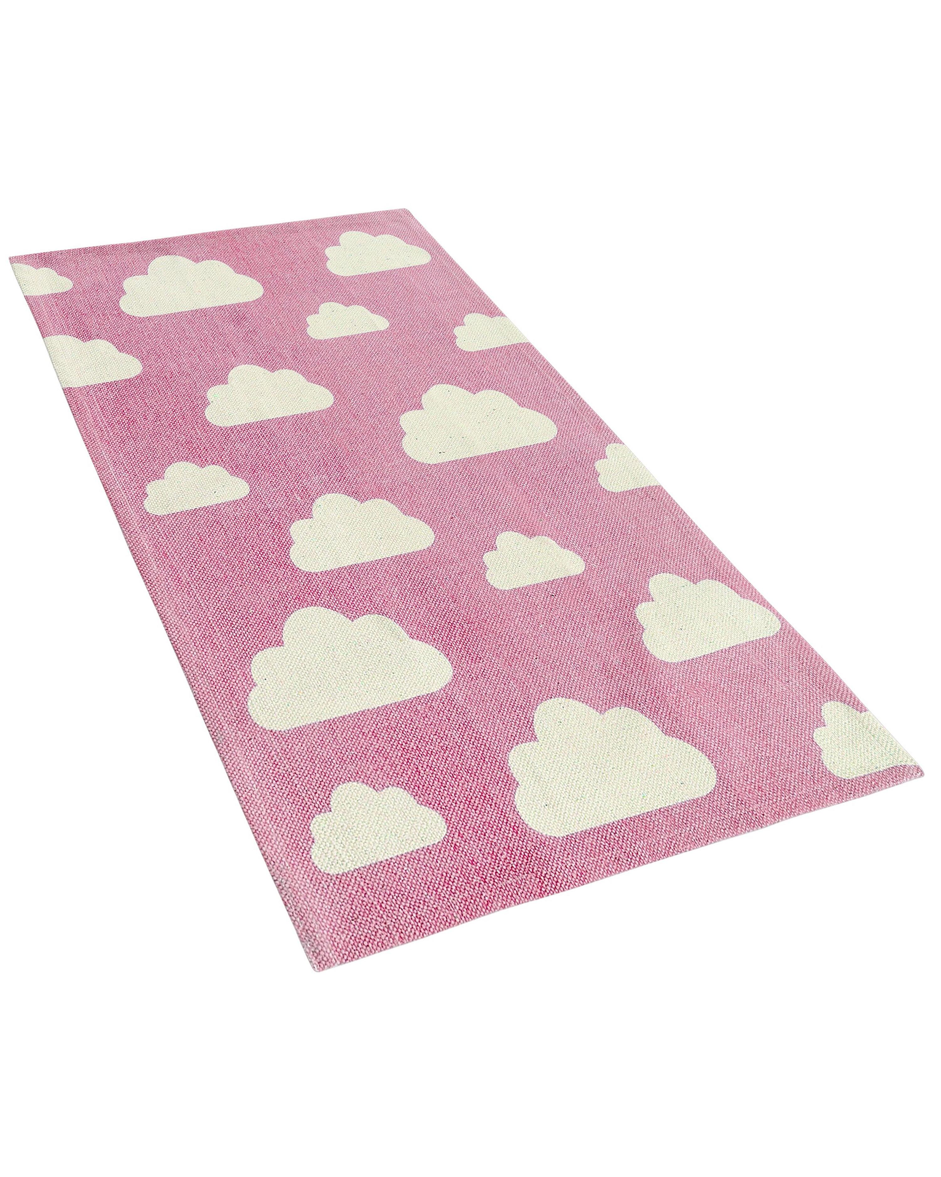Kindervloerkleed GWALIJAR Roze 60 x 90 cm Katoen