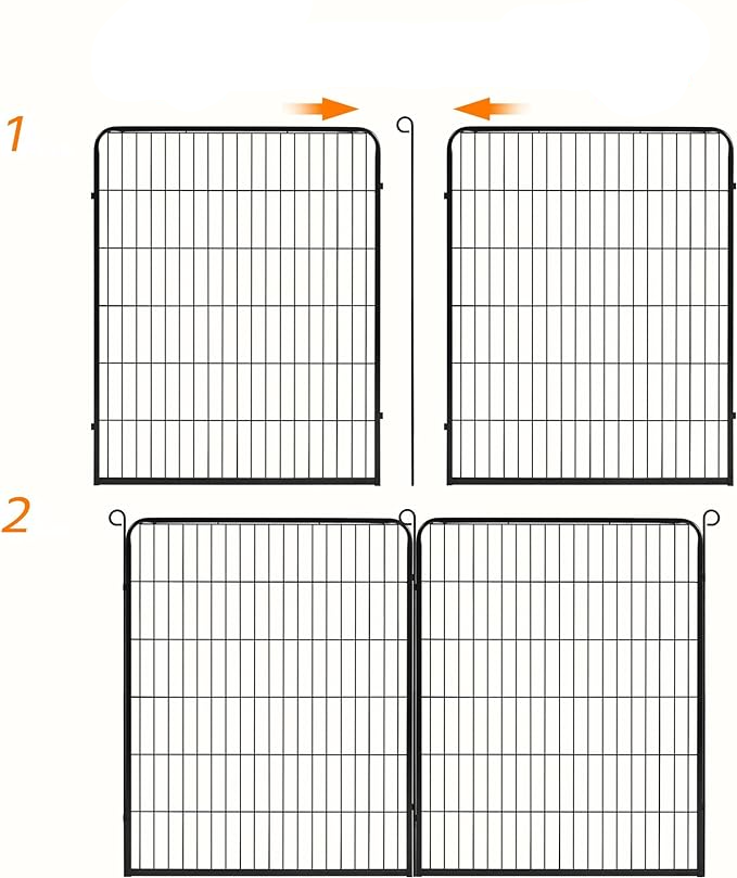 (8er Set) 80x100cm Metall Welpenauslauf Gitter Hunde Laufstall Zaun Haustier Gehege - Schwarz