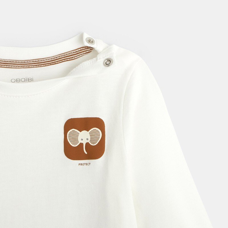 T-shirt éléphant blanc bébé garçon Blanc