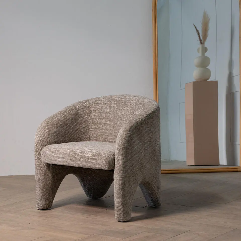 Fauteuil Stof Beige - Incl. Armleuning - 74x73x75cm - Jackie