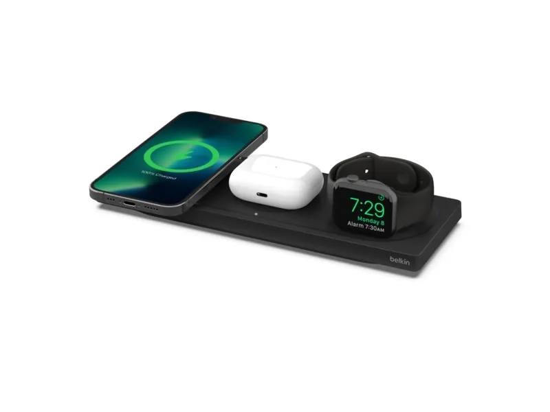 Belkin BoostCharge Pro 3-in-1 - Trådløs opladningspude - Fast Charge - sort