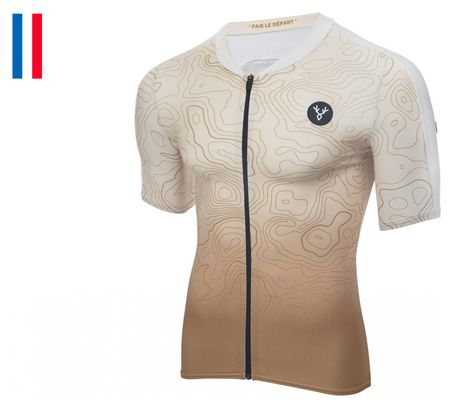 Maillot Manches Courtes LeBram Grand Ballon Beige Sable Coupe Aéro