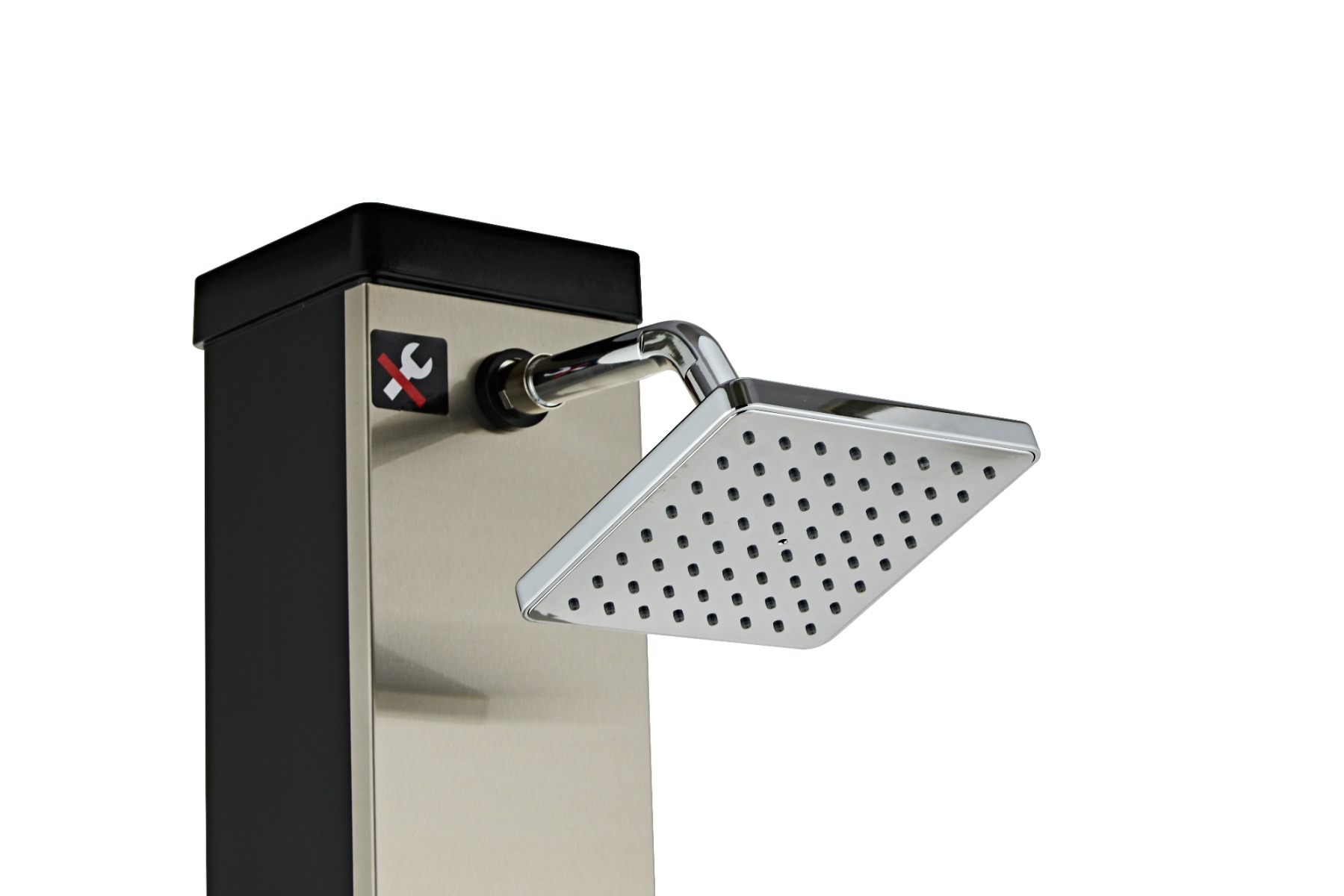 Badstuber Quartz buitendouche met voetendouche en mengkraan zwart/geborsteld nikkel