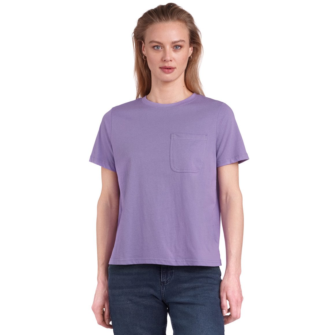 Jonas Nielsen Damen T-Shirt mit Brusttasche lila