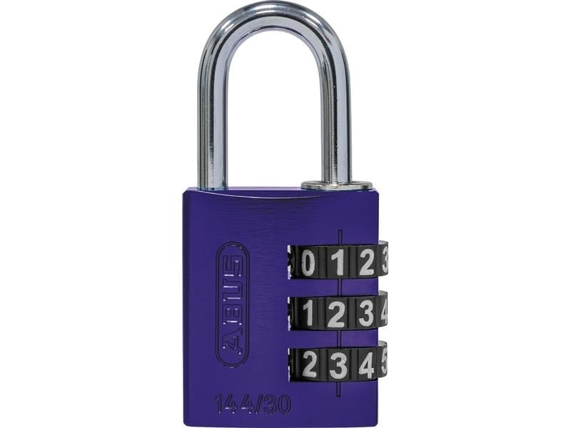Abus Zahlenschloss 144/30 B/DFNLI Lila Aluminium Vorhangschloss mit einstellbarem Zahlencode