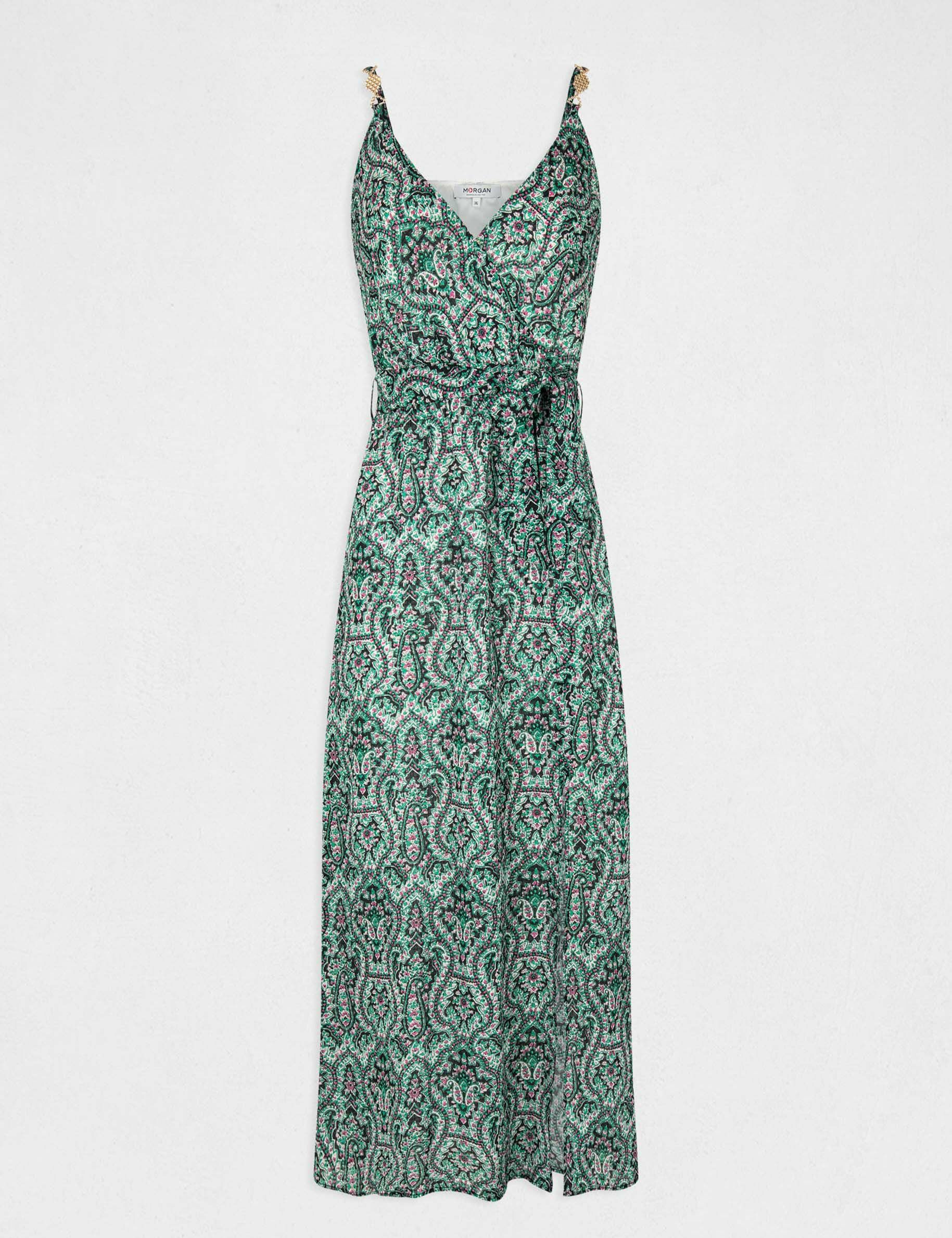 Robe longue droite imprimé cachemire multico femme - multico