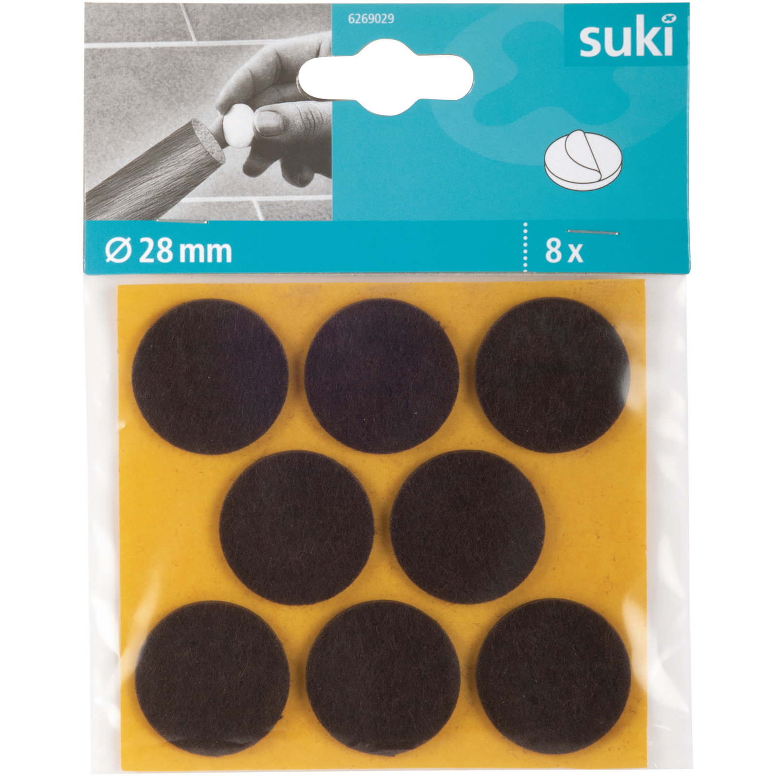 Filzgleiter klebend, Ø 2,8 cm, 8 Stück, schwarz