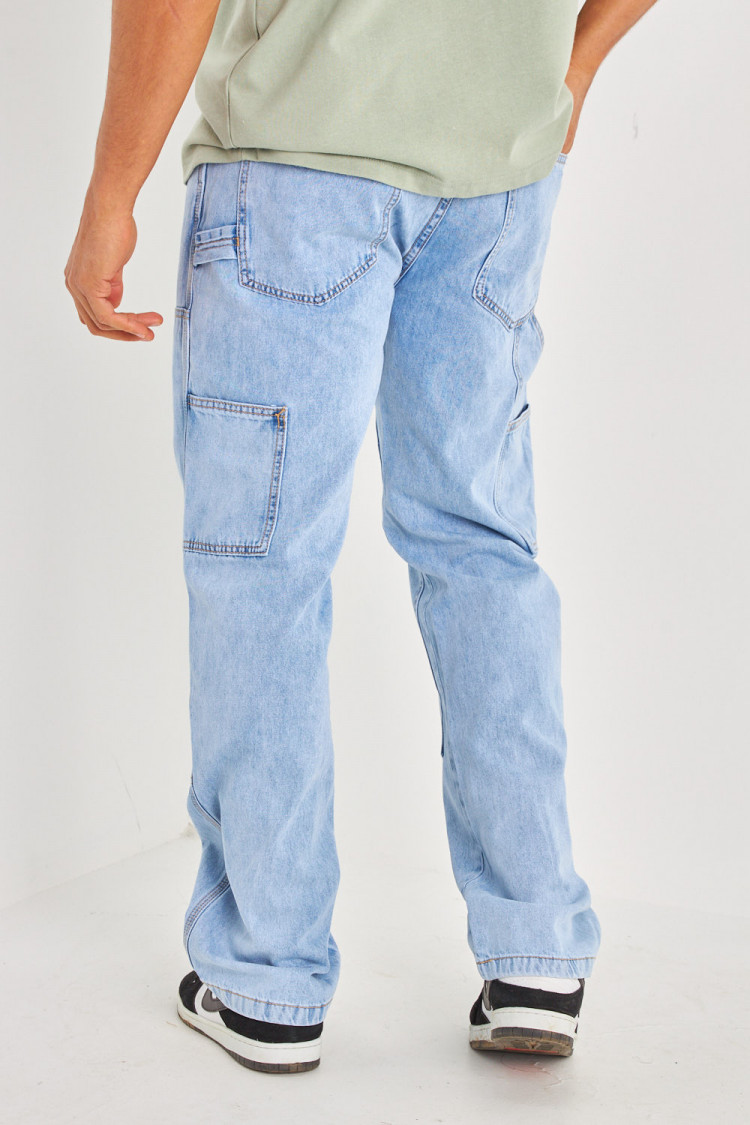Jeans baggy poche cargo bleu