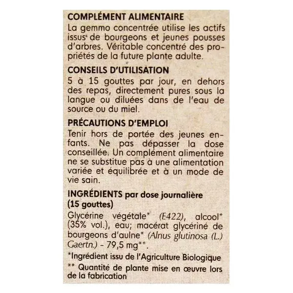 Herbalgem Macérat Concentré Aulne Bio 30ml