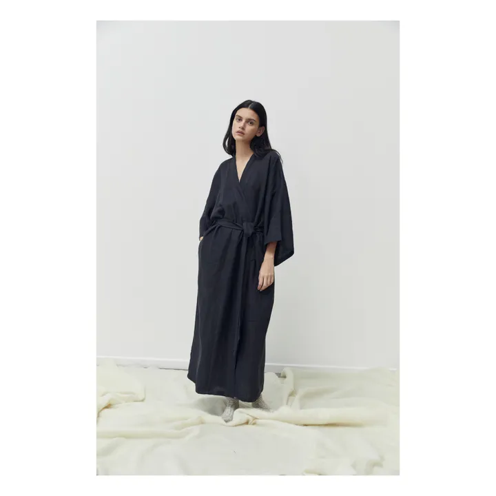 Deiji Studios Robe Ceinturée 02 Lin | Noir