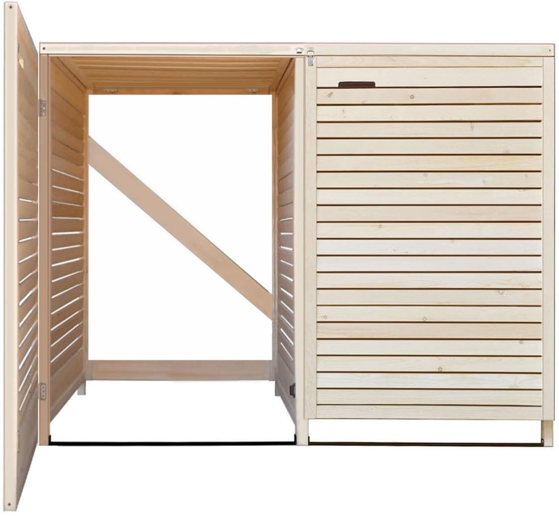 Mülltonnenbox Roma für 3 Tonnen 240L Mülltonnenverkleidung aus Holz naturbelassen Müllcontainer Mülltonnenschrank Mülltonne