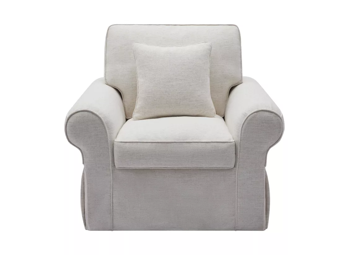 Fauteuil en lin et tissu chiné blanc ZULIPRO de Maison Céphy