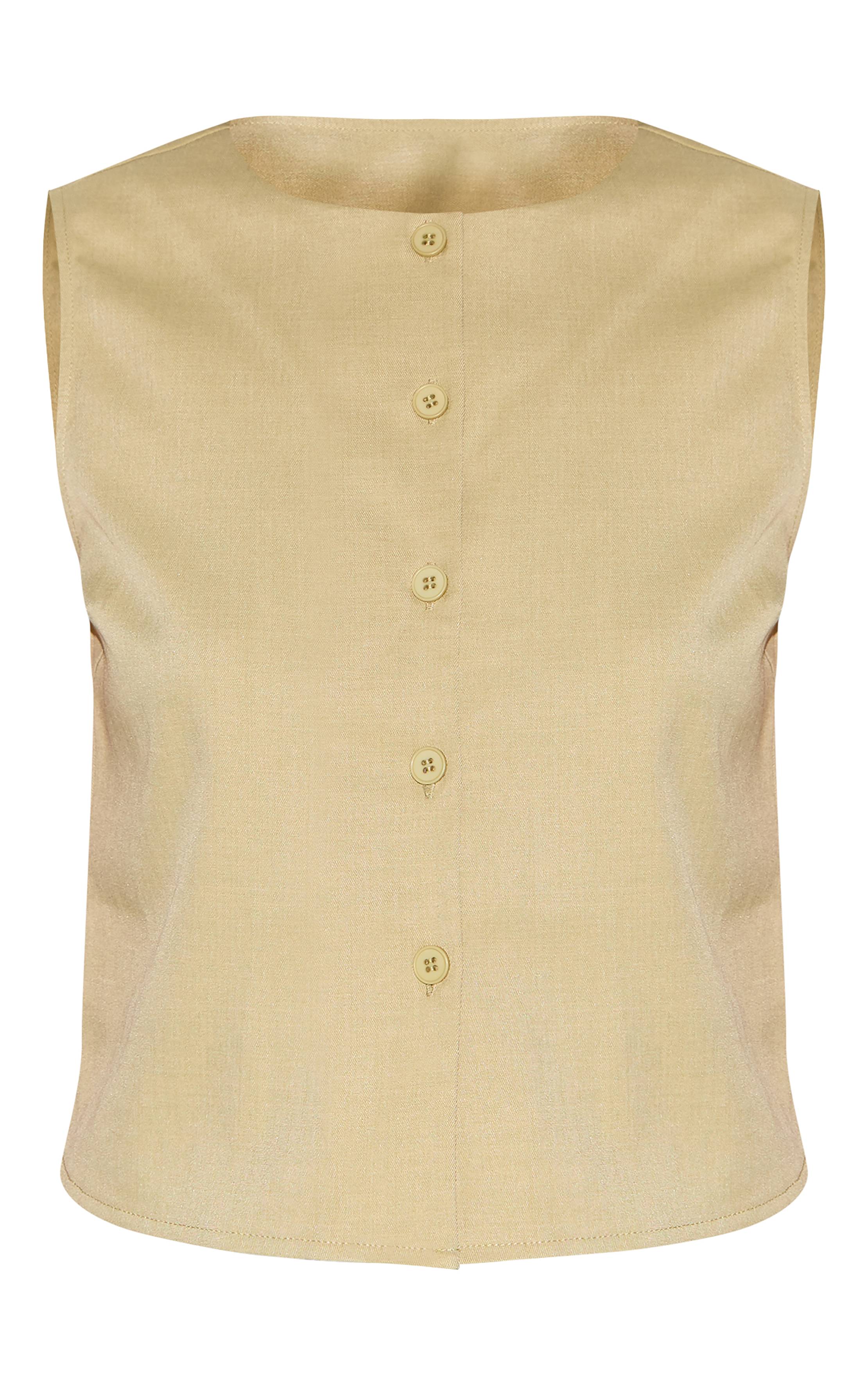 Gris Argile Gilet Sans Manches Ajusté Boutonné Court Tall