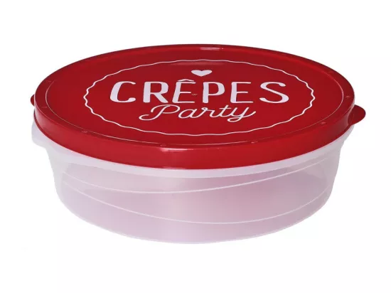 Boite de conservation à crêpes en plastique - Rouge- D 28 cm