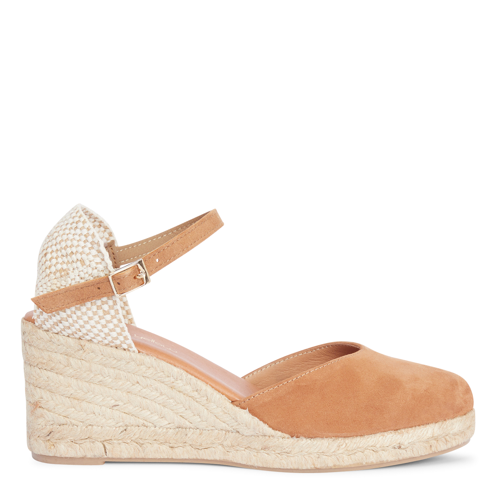 ESTRELLA - Sandales espadrilles compensées en cuir| Marron