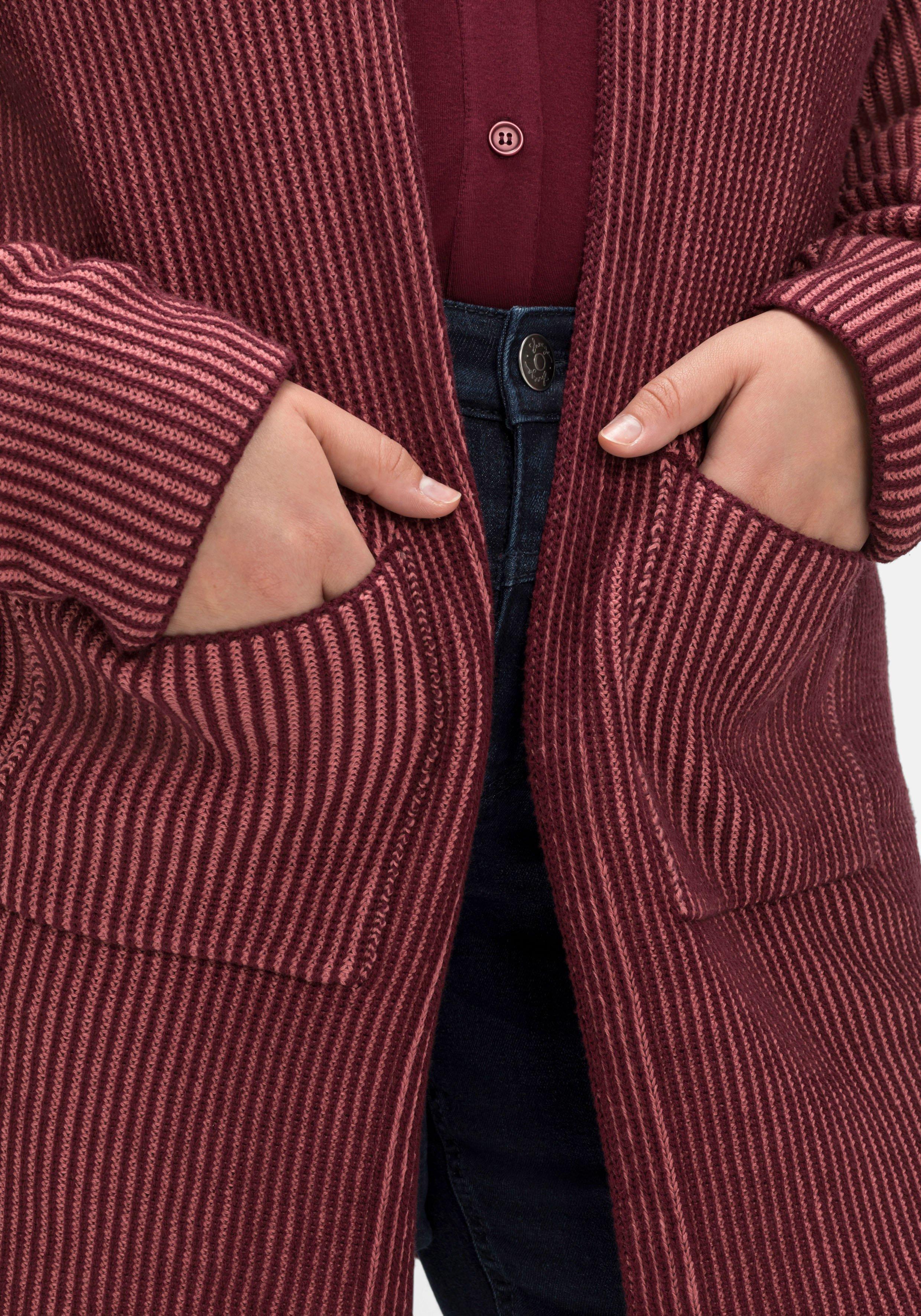 Strickjacke in zweifarbiger Rippstruktur