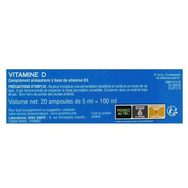 Juvamine Vitamine D 2000 UI 20 ampoules