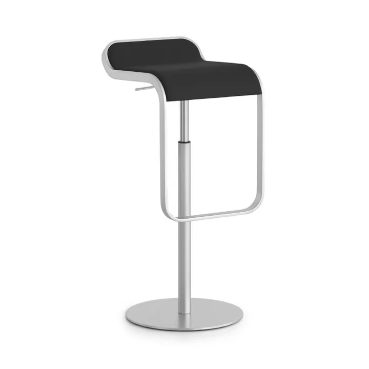 Lapalma - Lem Barhocker (55-67cm) Gestell matt verchromt, Leder schwarz