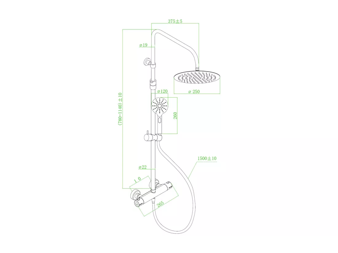 Luisa colonne de douche thermostatique gris gun métal - Essebagno