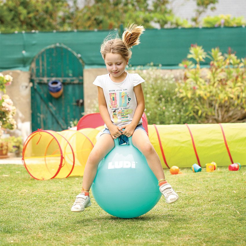Ballon sauteur XXL - Bleu - Ecru