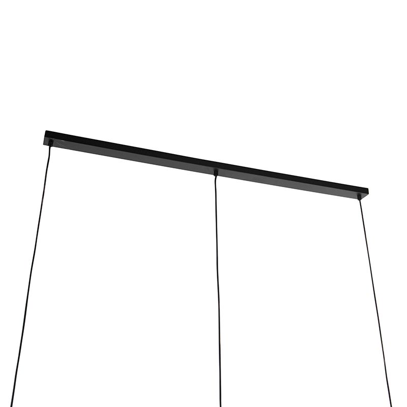 Design hanglamp zwart met amber glas 3-lichts 161,5 cm - Qara